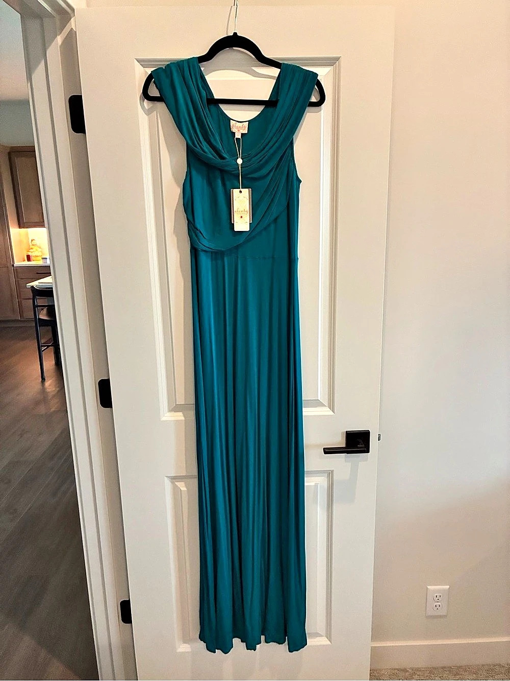 Plenty by Tracy Reese Draped Cowl Maxi in Teal Size Large NWT